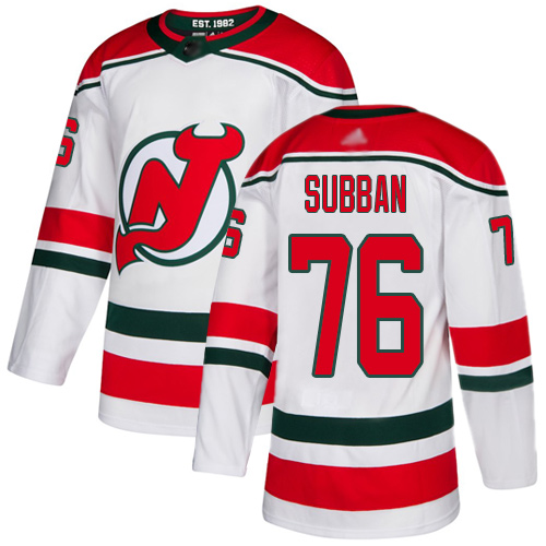 Personalized Devils #76 P. K. Subban White Alternate Authentic Stitched Hockey Jersey