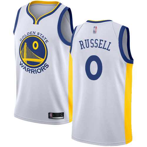 Personalized Warriors #0 D’Angelo Russell White Basketball Swingman Association Edition Jersey