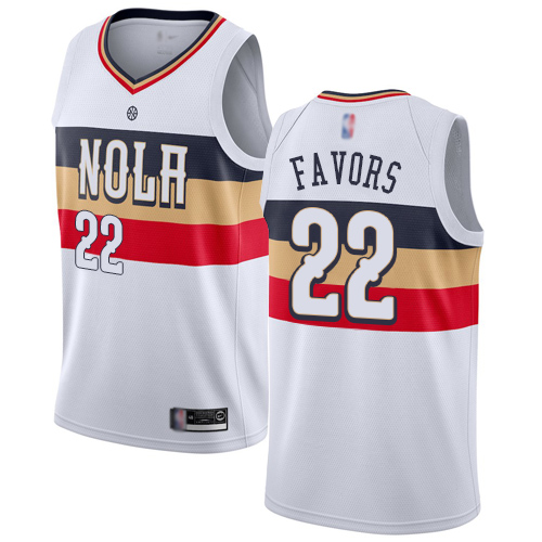 Personalized Pelicans #22 Derrick Favors White Basketball Swingman Earned Edition Jersey