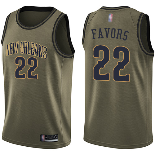 Personalized Pelicans #22 Derrick Favors Green Basketball Swingman Salute to Service Jersey