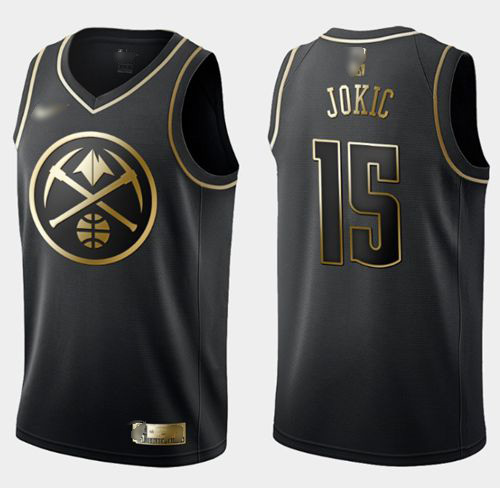 Personalized Nuggets #15 Nikola Jokic Black Gold Basketball Swingman Limited Edition Jersey