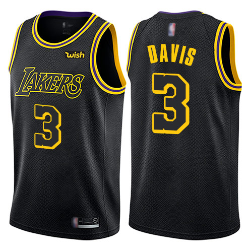 Personalized Lakers #3 Anthony Davis Black Basketball Swingman City Edition Jersey