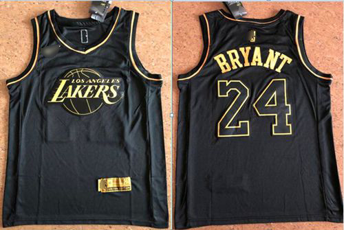 Personalized Lakers #24 Kobe Bryant Black Gold Basketball Swingman Limited Edition Jersey