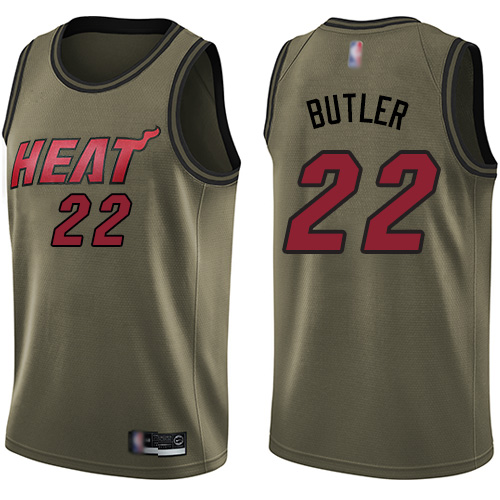 Personalized Heat #22 Jimmy Butler Green Basketball Swingman Salute to Service Jersey