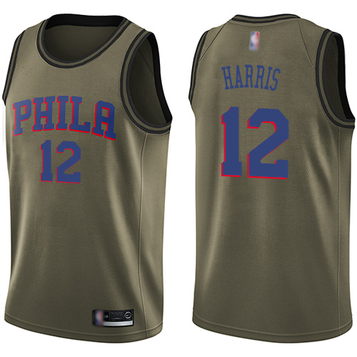 Personalized 76ers #12 Tobias Harris Green Basketball Swingman Salute to Service Jersey