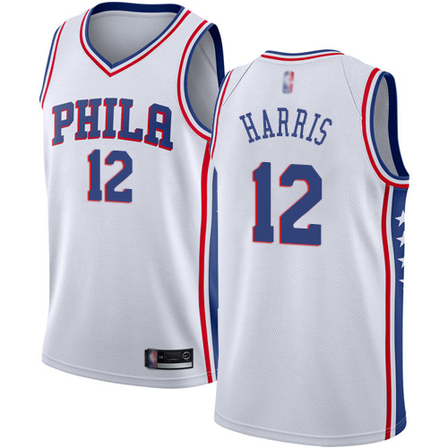 Personalized 76ers #12 Tobias Harris White Basketball Swingman Association Edition Jersey