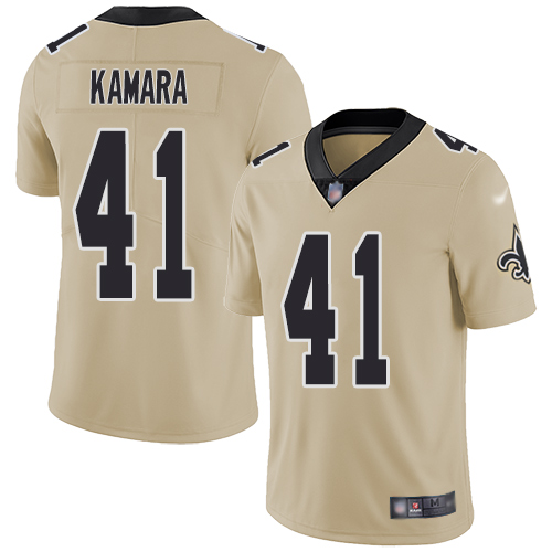 Personalized Saints #41 Alvin Kamara Gold Youth Stitched Football Limited Inverted Legend Jersey