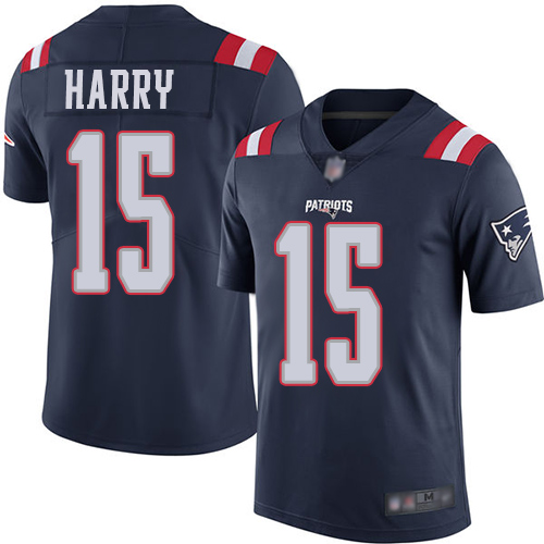 Personalized Patriots #15 N’Keal Harry Navy Blue Youth Stitched Football Limited Rush Jersey