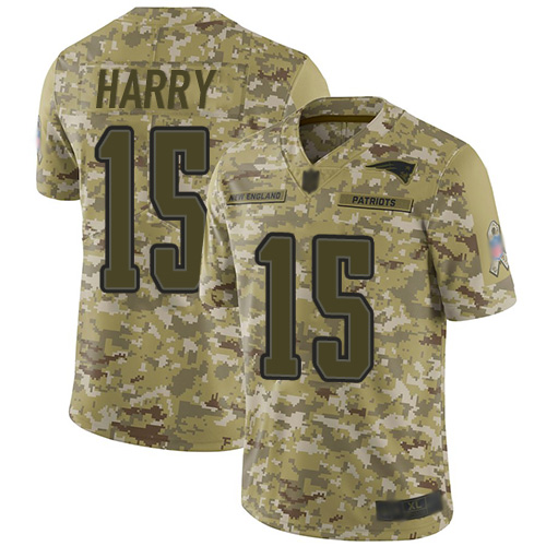 Personalized Patriots #15 N’Keal Harry Camo Youth Stitched Football Limited 2018 Salute to Service Jersey
