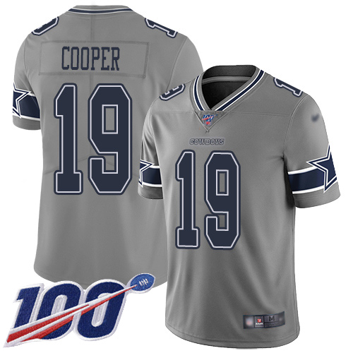 Personalized Cowboys #19 Amari Cooper Gray Youth Stitched Football Limited Inverted Legend 100th Season Jersey