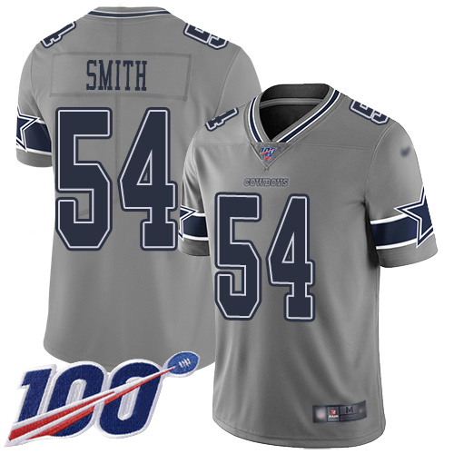 Personalized Cowboys #54 Jaylon Smith Gray Youth Stitched Football Limited Inverted Legend 100th Season Jersey