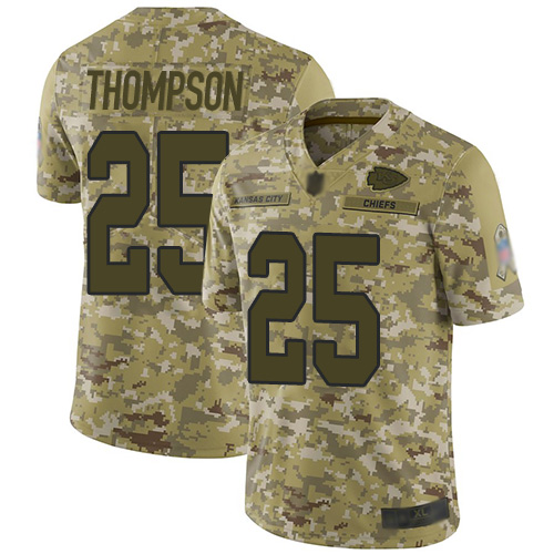 Personalized Chiefs #25 Darwin Thompson Camo Youth Stitched Football Limited 2018 Salute to Service Jersey