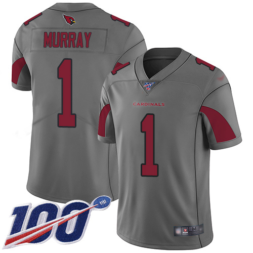 Personalized Cardinals #1 Kyler Murray Silver Youth Stitched Football Limited Inverted Legend 100th Season Jersey