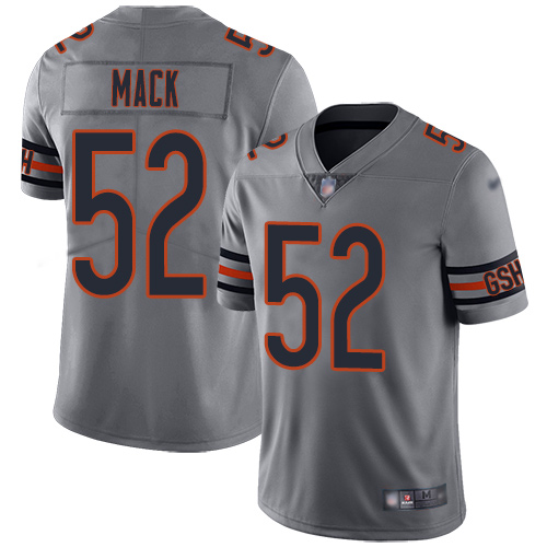 Personalized Bears #52 Khalil Mack Silver Youth Stitched Football Limited Inverted Legend Jersey