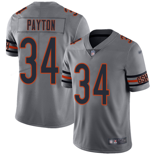 Personalized Bears #34 Walter Payton Silver Youth Stitched Football Limited Inverted Legend Jersey