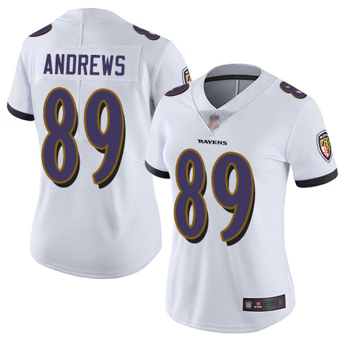 Personalized Ravens #89 Mark Andrews White Women’s Stitched Football Untouchable Limited Jersey