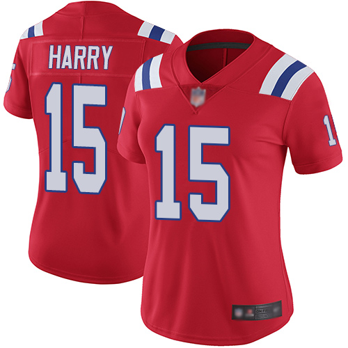 Personalized Patriots #15 N’Keal Harry Red Alternate Women’s Stitched Football Untouchable Limited Jersey