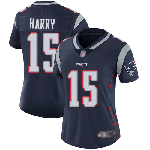 Personalized Patriots #15 N’Keal Harry Navy Blue Team Color Women’s Stitched Football Untouchable Limited Jersey
