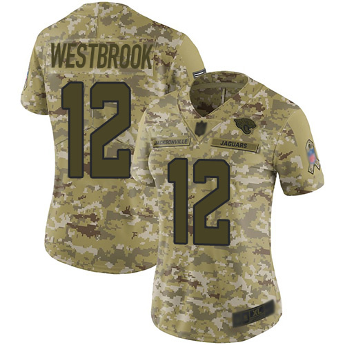 Personalized Jaguars #12 Dede Westbrook Camo Women’s Stitched Football Limited 2018 Salute to Service Jersey