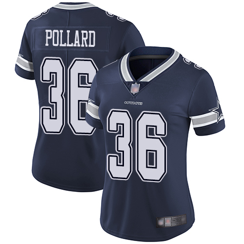 Personalized Cowboys #36 Tony Pollard Navy Blue Team Color Women’s Stitched Football Untouchable Limited Jersey