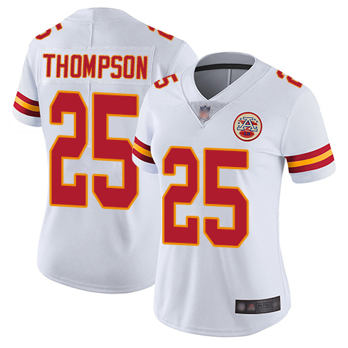 Personalized Chiefs #25 Darwin Thompson White Women’s Stitched Football Untouchable Limited Jersey