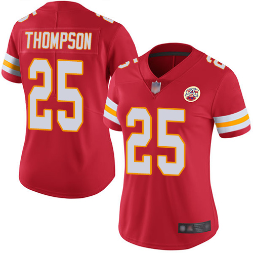 Personalized Chiefs #25 Darwin Thompson Red Team Color Women’s Stitched Football Untouchable Limited Jersey