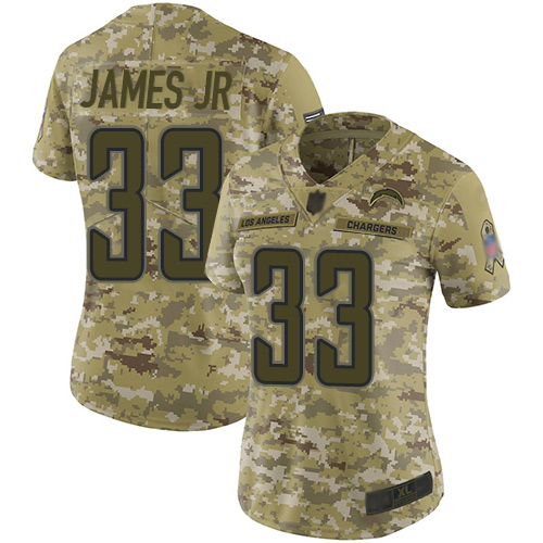 Personalized Chargers #33 Derwin James Jr Camo Women’s Stitched Football Limited 2018 Salute to Service Jersey