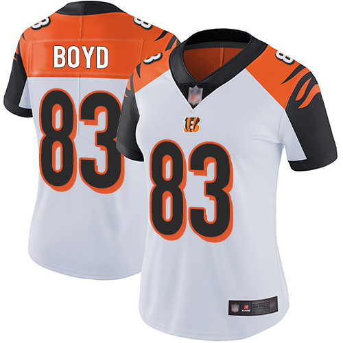 Personalized Bengals #83 Tyler Boyd White Women’s Stitched Football Untouchable Limited Jersey