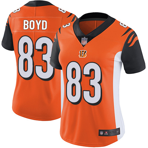 Personalized Bengals #83 Tyler Boyd Orange Alternate Women’s Stitched Football Untouchable Limited Jersey