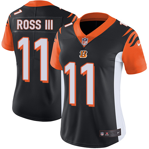 Personalized Bengals #11 John Ross III Black Team Color Women’s Stitched Football Untouchable Limited Jersey