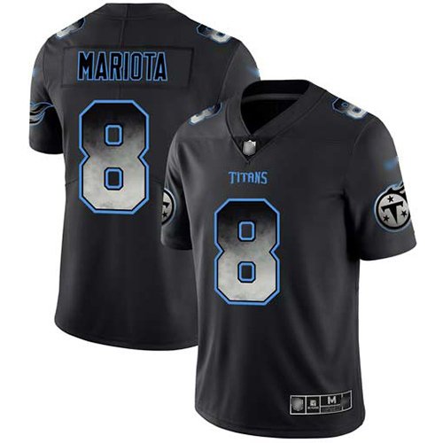 Personalized Titans #8 Marcus Mariota Black Men’s Stitched Football Untouchable Limited Smoke Fashion Jersey
