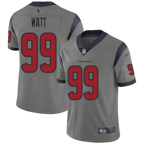 Personalized Texans #99 J.J. Watt Gray Men’s Stitched Football Limited Inverted Legend Jersey