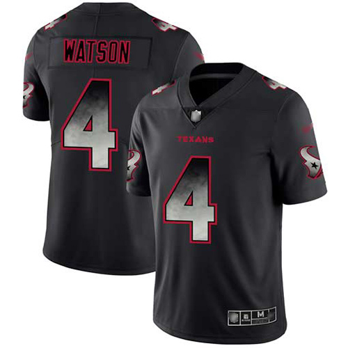 Personalized Texans #4 Deshaun Watson Black Men’s Stitched Football Untouchable Limited Smoke Fashion Jersey