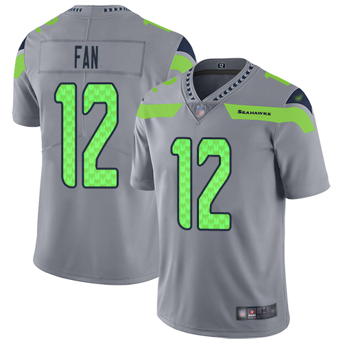 Personalized Seahawks #12 Fan Gray Men’s Stitched Football Limited Inverted Legend Jersey