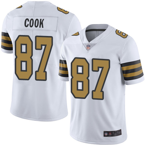 Personalized Saints #87 Jared Cook White Men’s Stitched Football Limited Rush Jersey