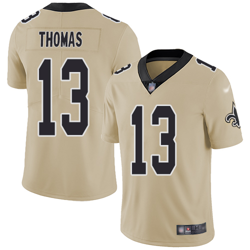 Personalized Saints #13 Michael Thomas Gold Men’s Stitched Football Limited Inverted Legend Jersey