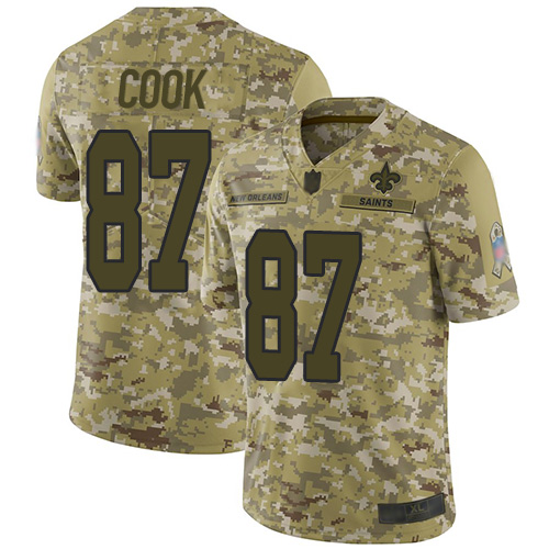 Personalized Saints #87 Jared Cook Camo Men’s Stitched Football Limited 2018 Salute To Service Jersey