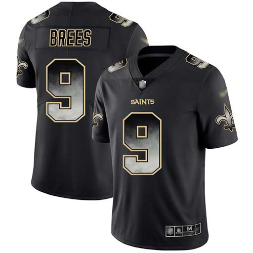 Personalized Saints #9 Drew Brees Black Men’s Stitched Football Untouchable Limited Smoke Fashion Jersey