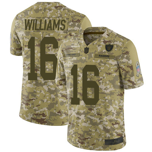 Personalized Raiders #16 Tyrell Williams Camo Men’s Stitched Football Limited 2018 Salute To Service Jersey