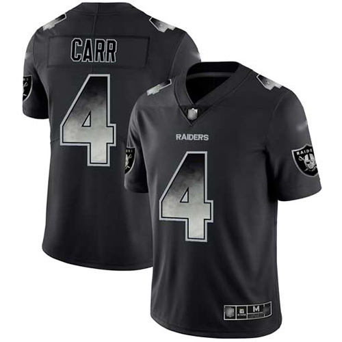 Personalized Raiders #4 Derek Carr Black Men’s Stitched Football Untouchable Limited Smoke Fashion Jersey