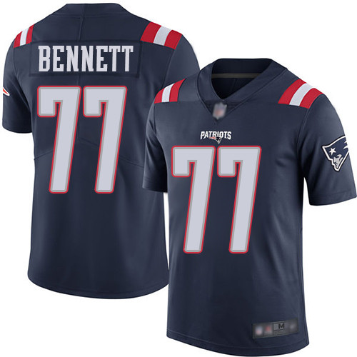 Personalized Patriots #77 Michael Bennett Navy Blue Men’s Stitched Football Limited Rush Jersey