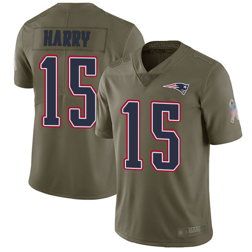 Personalized Patriots #15 N’Keal Harry Olive Men’s Stitched Football Limited 2017 Salute To Service Jersey