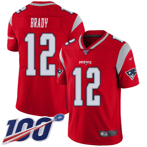 Personalized Patriots #12 Tom Brady Red Men’s Stitched Football Limited Inverted Legend 100th Season Jersey