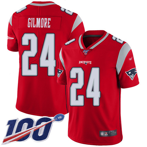 Personalized Patriots #24 Stephon Gilmore Red Men’s Stitched Football Limited Inverted Legend 100th Season Jersey