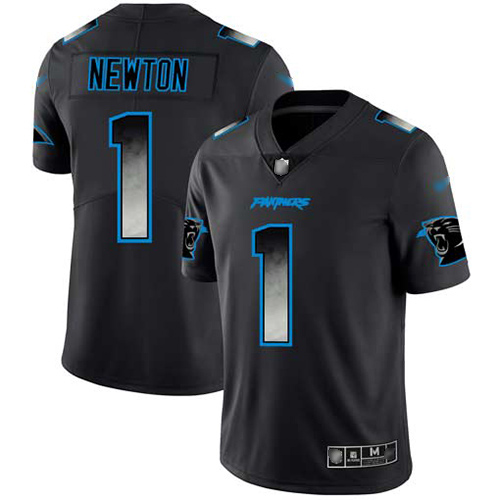 Personalized Panthers #1 Cam Newton Black Men’s Stitched Football Untouchable Limited Smoke Fashion Jersey