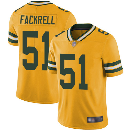 Personalized Packers #51 Kyler Fackrell Yellow Men’s Stitched Football Limited Rush Jersey