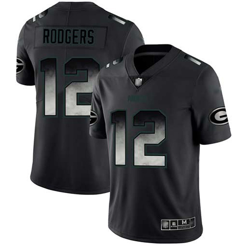 Personalized Packers #12 Aaron Rodgers Black Men’s Stitched Football Untouchable Limited Smoke Fashion Jersey