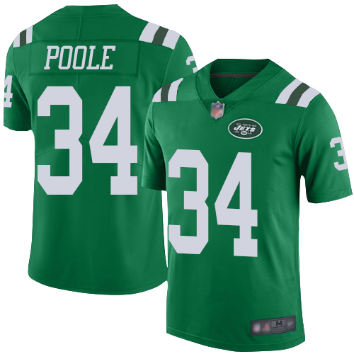 Personalized Jets #34 Brian Poole Green Men’s Stitched Football Limited Rush Jersey