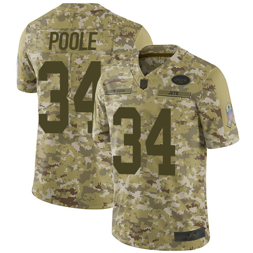 Personalized Jets #34 Brian Poole Camo Men’s Stitched Football Limited 2018 Salute To Service Jersey