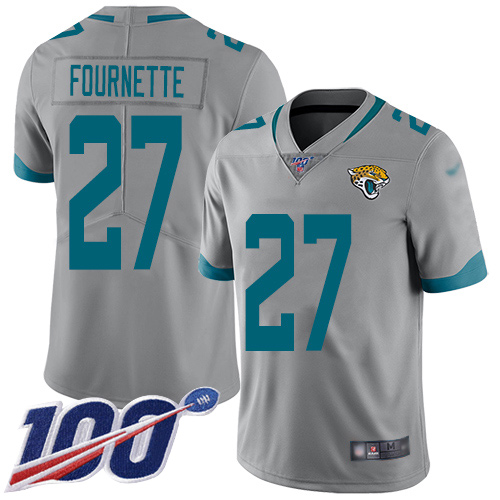Personalized Jaguars #27 Leonard Fournette Silver Men’s Stitched Football Limited Inverted Legend 100th Season Jersey